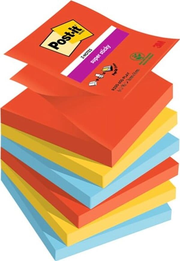 Blocco Post it Super Sticky Z Notes - R330-6SS-PLAY - 76 x 76 mm - colori Playful - 90 fogli - Post it - conf. 6 pezzi Cancelleria e prodotti per ufficio/Carta blocchi e quaderni/Blocchi appunti taccuini e diari/Blocchetti memo adesivi Eurocartuccia - Pavullo, Commerciovirtuoso.it