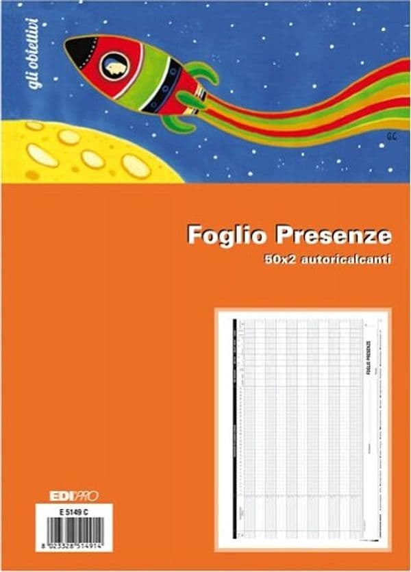 Blocco presenze mensili - 21 x 30cm - 50-50 fogli autoricalcanti - Edipro Cancelleria e prodotti per ufficio/Archivio ufficio e accessori per scrivania/Modulistica e conservazione registri/Libri e registri contabili Eurocartuccia - Pavullo, Commerciovirtuoso.it