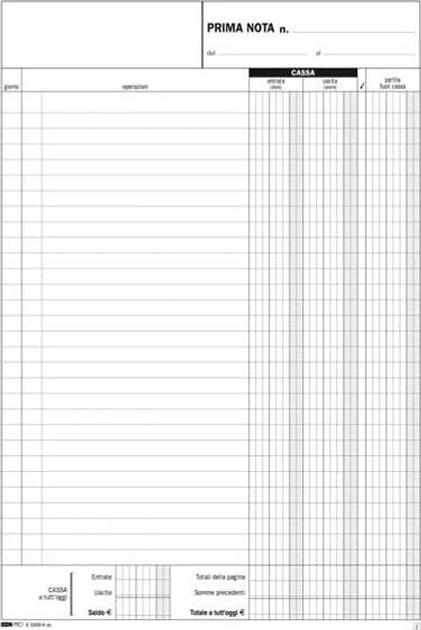 Blocco prima nota cassa entrate-uscite - 50-50 fogli autoricalcanti - 31 x 21cm - Edipro Cancelleria e prodotti per ufficio/Archivio ufficio e accessori per scrivania/Modulistica e conservazione registri/Libri e registri contabili Eurocartuccia - Pavullo, Commerciovirtuoso.it