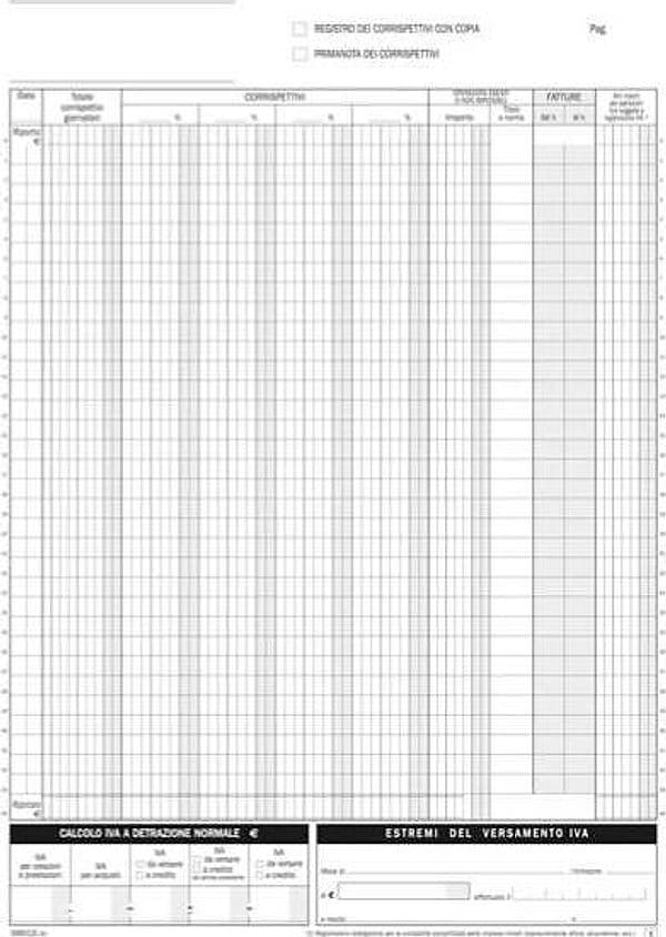 Blocco registro corrispettivi - 12-12 copie autoric. - 29 7 x 21 5 cm - DU168512C00 - Data Ufficio Cancelleria e prodotti per ufficio/Archivio ufficio e accessori per scrivania/Modulistica e conservazione registri/Libri e registri contabili Eurocartuccia - Pavullo, Commerciovirtuoso.it
