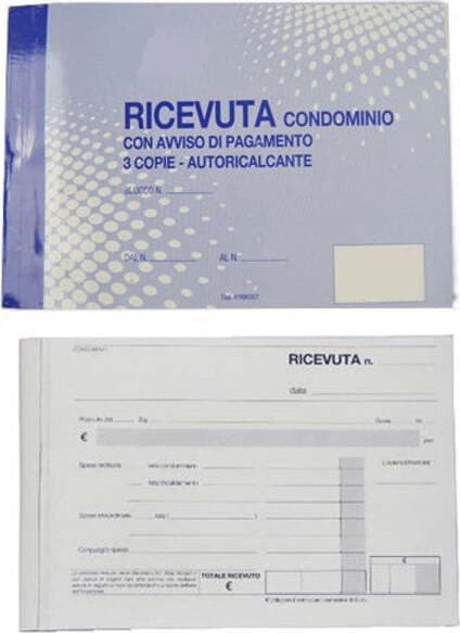 BLOCCO RICEVUTA CONDOMINIO 3 COPIE AUTORICALCANTI 50 MOD. A6 UFFICIO CANCELLERIA
