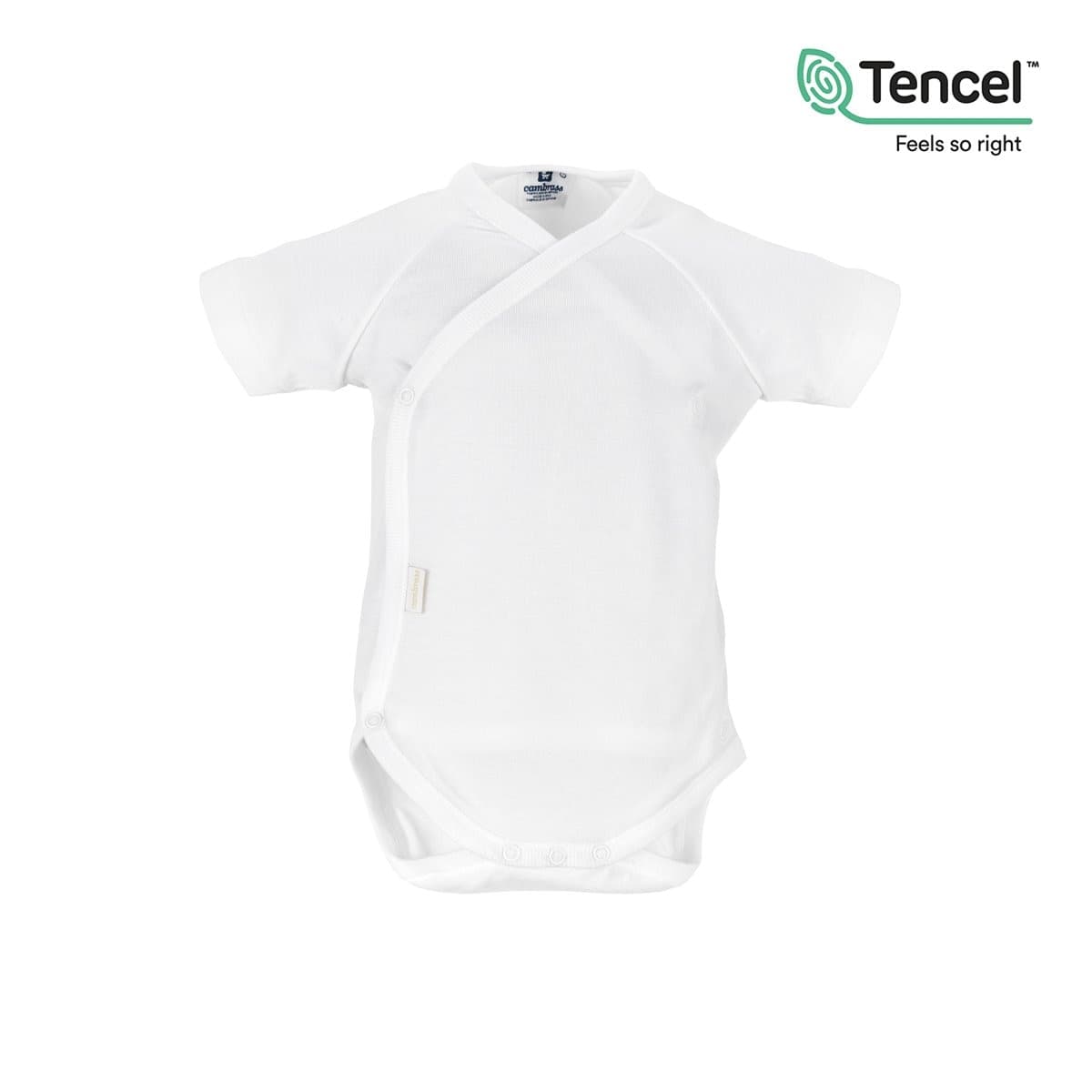 Body Manica Corta Incrociato Interlock Taglia 0 Tencel Bianco Cambrass