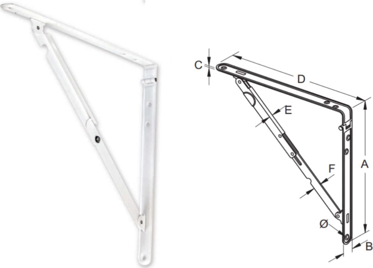 BOLIS-ITALIA---REGGIMENSOLA-PIEGHEVOLE-40CM---IN-ACCIAIO-VERNICIATO-COLORE-BIANCO-***