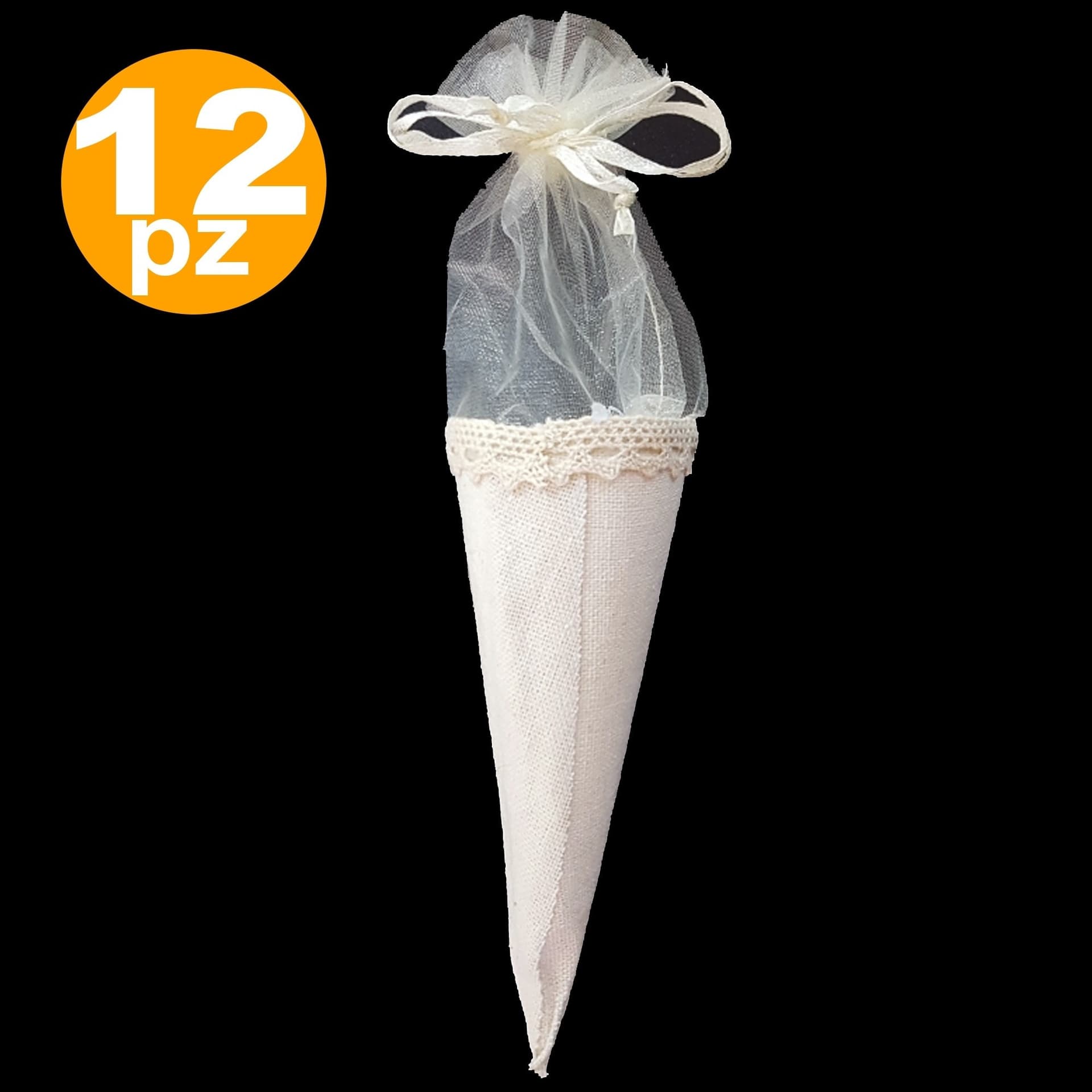 BOMBONIERA CONI BIANCO AVORIO TESSUTO SACCHETTO PORTA CONFETTI RISO MATRIMONIO Casa e cucina/Hobby creativi/Materiali per hobby creativi/Forniture per feste/Bomboniere Trade Shop italia - Napoli, Commerciovirtuoso.it