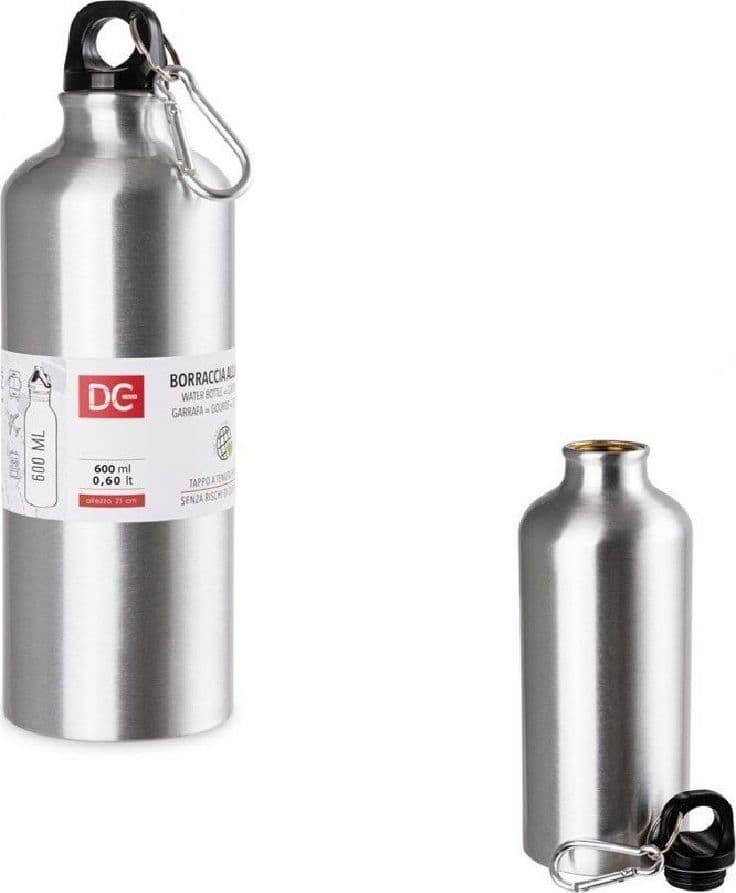 BORRACCIA BOTTIGLIA IN ALLUMINIO CON MOSCHETTONE CAPACITÀ 600ML 7.3X21CM 0224858