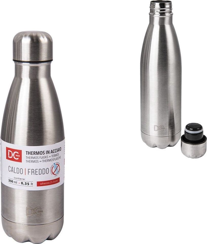 BORRACCIA TERMICA IN ACCIAIO SATINATO BOTTIGLIA TERMOS 350ML CASA 21.5CM 0217459