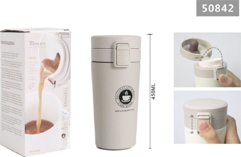 Borraccia Termica Porta Liquidi Caff? Thermos Contenitore Bicchiere 450ml 50842 Cancelleria e prodotti per ufficio/Scuola e materiale didattico/Materiale scolastico/Portapranzo e borracce/Borracce Trade Shop italia - Napoli, Commerciovirtuoso.it