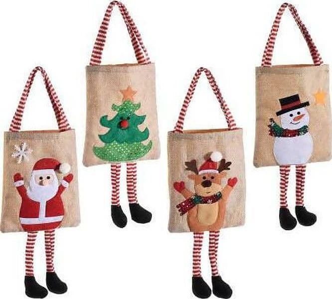 Borsetta Con Decoro Natalizio Porta Dolci Regalo Con Personaggi Di Natale Gambe Lunghe Art From in Calze Cartoleria Deja Vu - Crotone, commercioVirtuoso.it