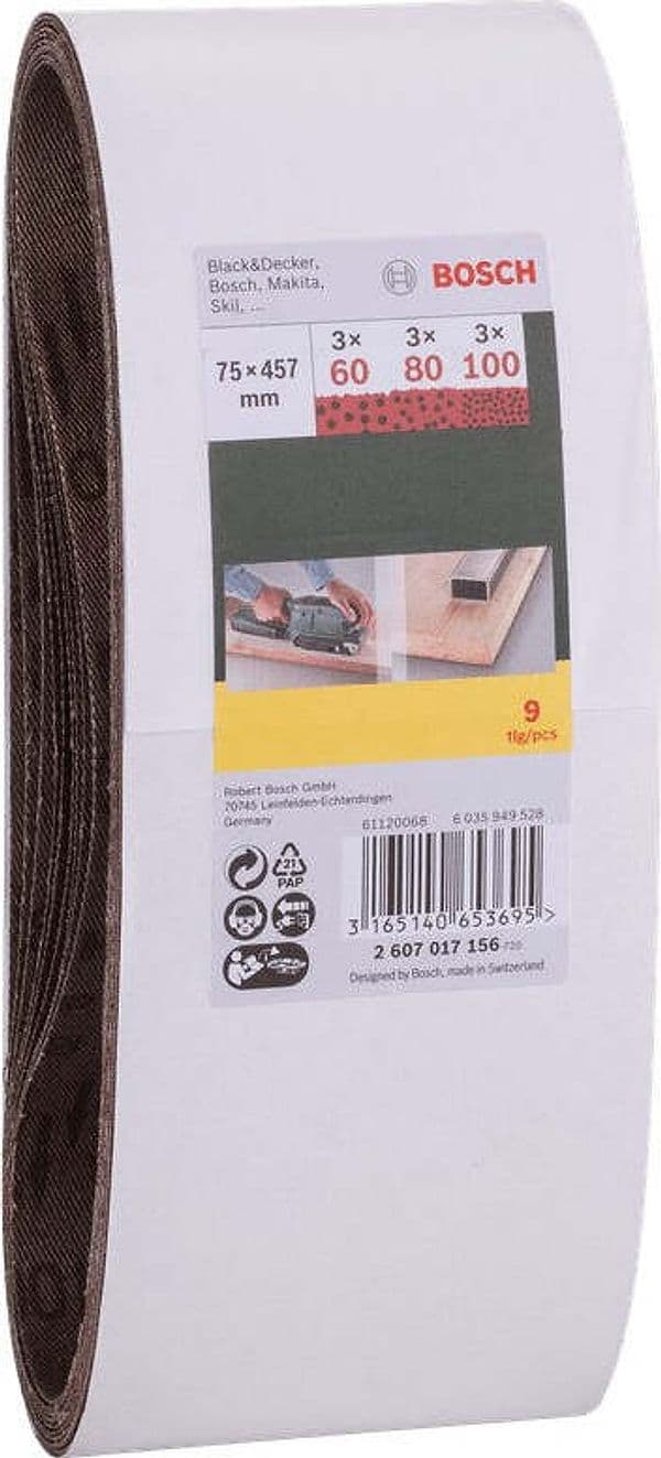 BOSCH---SET-9-NASTRI-ABRASIVI-MISTI-PER-LEVIGATRICE-GRANA-60/80/100-75x457-MM