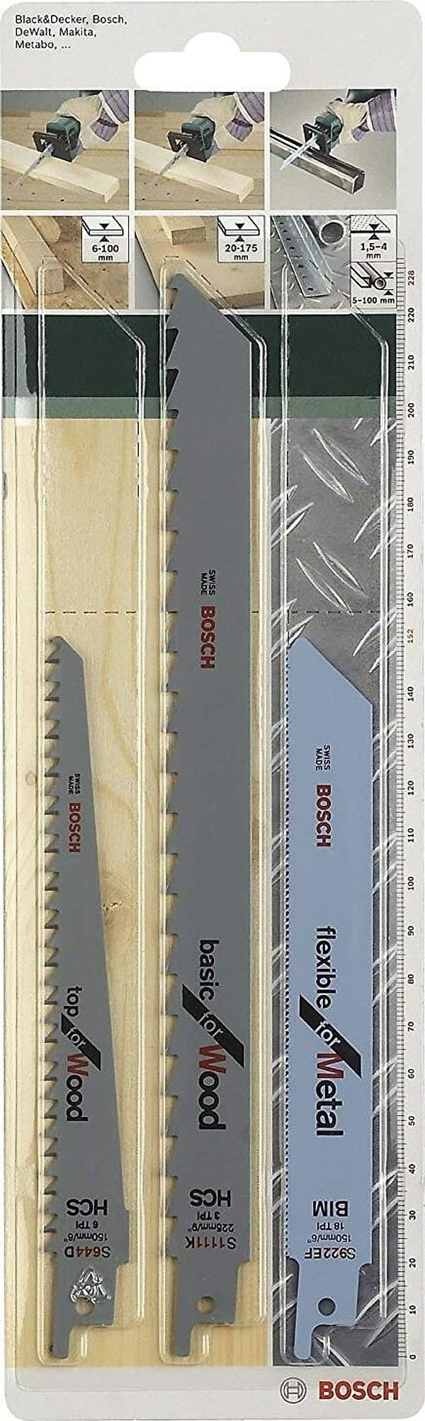 Bosch 2609256715 DIY - Set lame per segaa sciabola S922EF BIM / S644D HCS / S1111K HCS, 3 pezzi