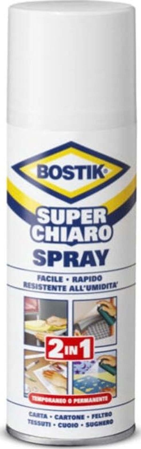 Bostik Superchiaro Colla Spray - removibile-permanente - 500 ml - trasparente - Bostik Cancelleria e prodotti per ufficio/Archivio ufficio e accessori per scrivania/Nastri colle elastici e graffette/Adesivi e colle/Adesivi spray Eurocartuccia - Pavullo, Commerciovirtuoso.it