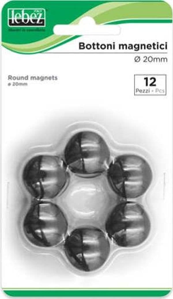 Bottoni magnetici - nero - diametro 20 mm - Lebez - blister 12 pezzi Cancelleria e prodotti per ufficio/Archivio ufficio e accessori per scrivania/Nastri colle elastici e graffette/Puntine e ganci Eurocartuccia - Pavullo, Commerciovirtuoso.it