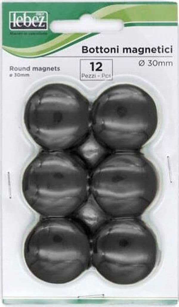 Bottoni magnetici - nero - diametro 30 mm - Lebez - conf. 12 pezzi Cancelleria e prodotti per ufficio/Archivio ufficio e accessori per scrivania/Nastri colle elastici e graffette/Puntine e ganci Eurocartuccia - Pavullo, Commerciovirtuoso.it