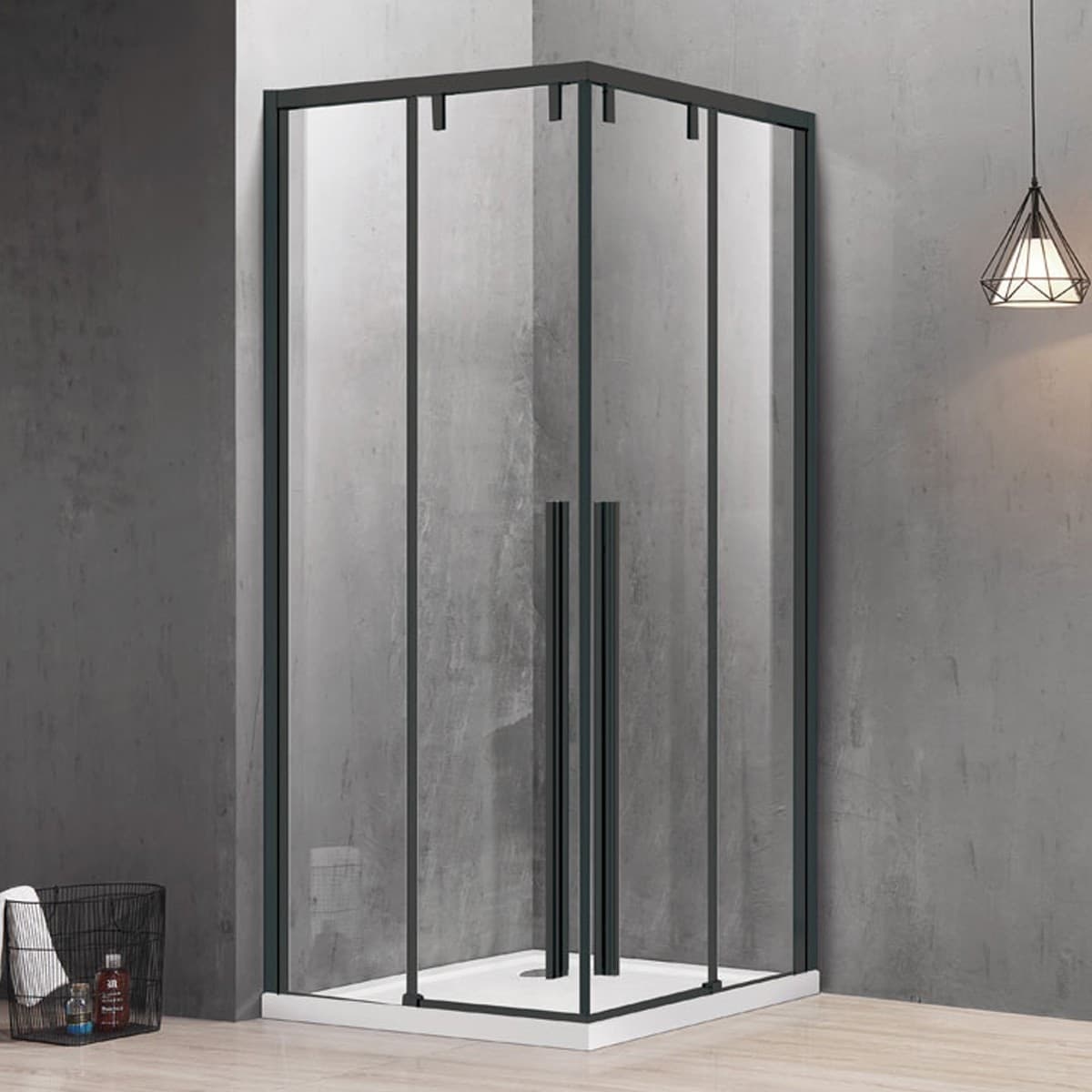 Box Doccia 2 lati Scorrevole Trasparente Anticalcare 8mm H200 SANTORINI 100 Nero Fai da te/Attrezzature per cucine e bagni/Attrezzature per bagni/Docce e componenti doccia/Box doccia StileBagno - Roma, Commerciovirtuoso.it