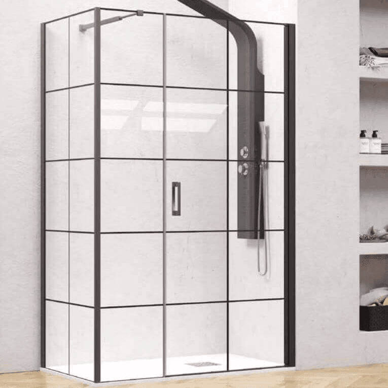 Box Doccia 6mm H200 Porta Pivot con Antina Fissa Stile Industrial