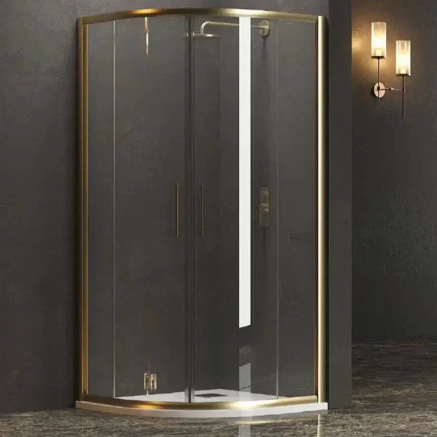 Box Doccia Semicircolare H190 Trasparente Anticalcare Profili Oro