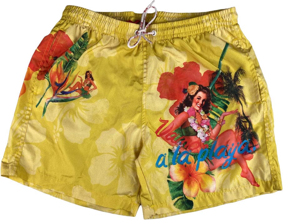 Boxer mare Uomo BoB Company - fantasia Hawaii - colore giallo in Pantaloncini e calzoncini Couture - Sestu, commercioVirtuoso.it