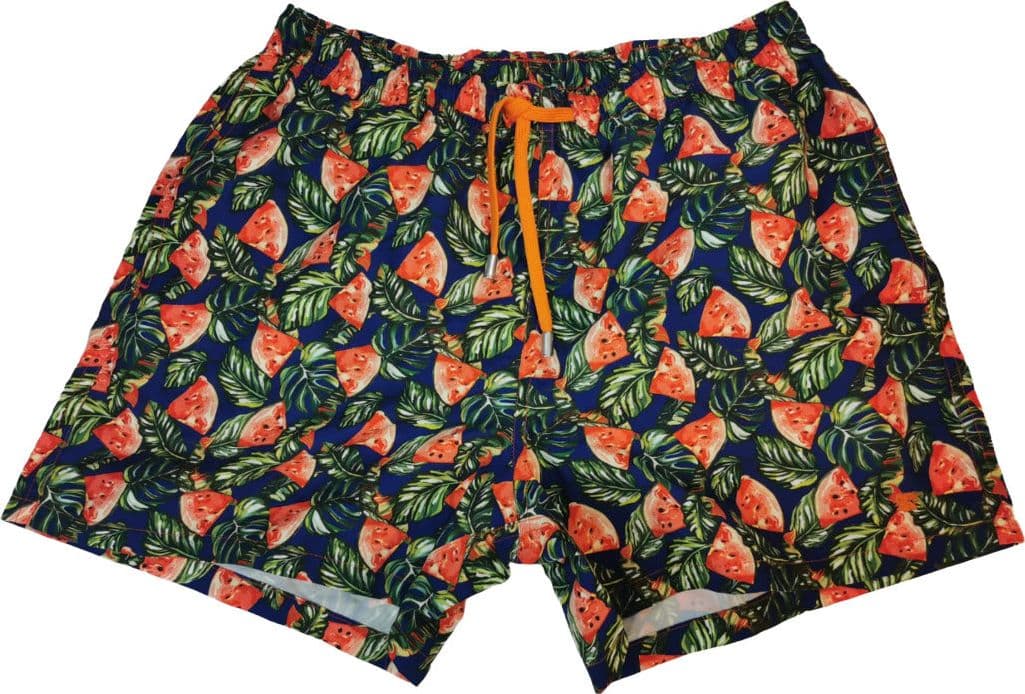 Boxer Mare Uomo Gallo Fantasia Anguria - Blu Verde Rosso Made in Italy in Pantaloncini e calzoncini Couture - Sestu, commercioVirtuoso.it