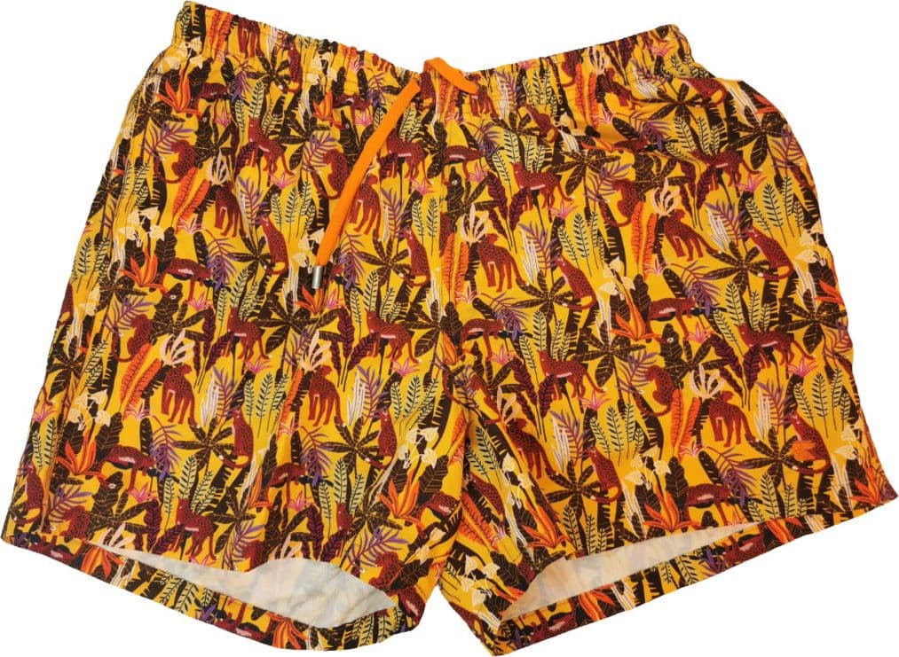 Boxer Mare Uomo Gallo Fantasia Giungla - Arancio Multicolor Made in Italy in Boxer Couture - Sestu, commercioVirtuoso.it