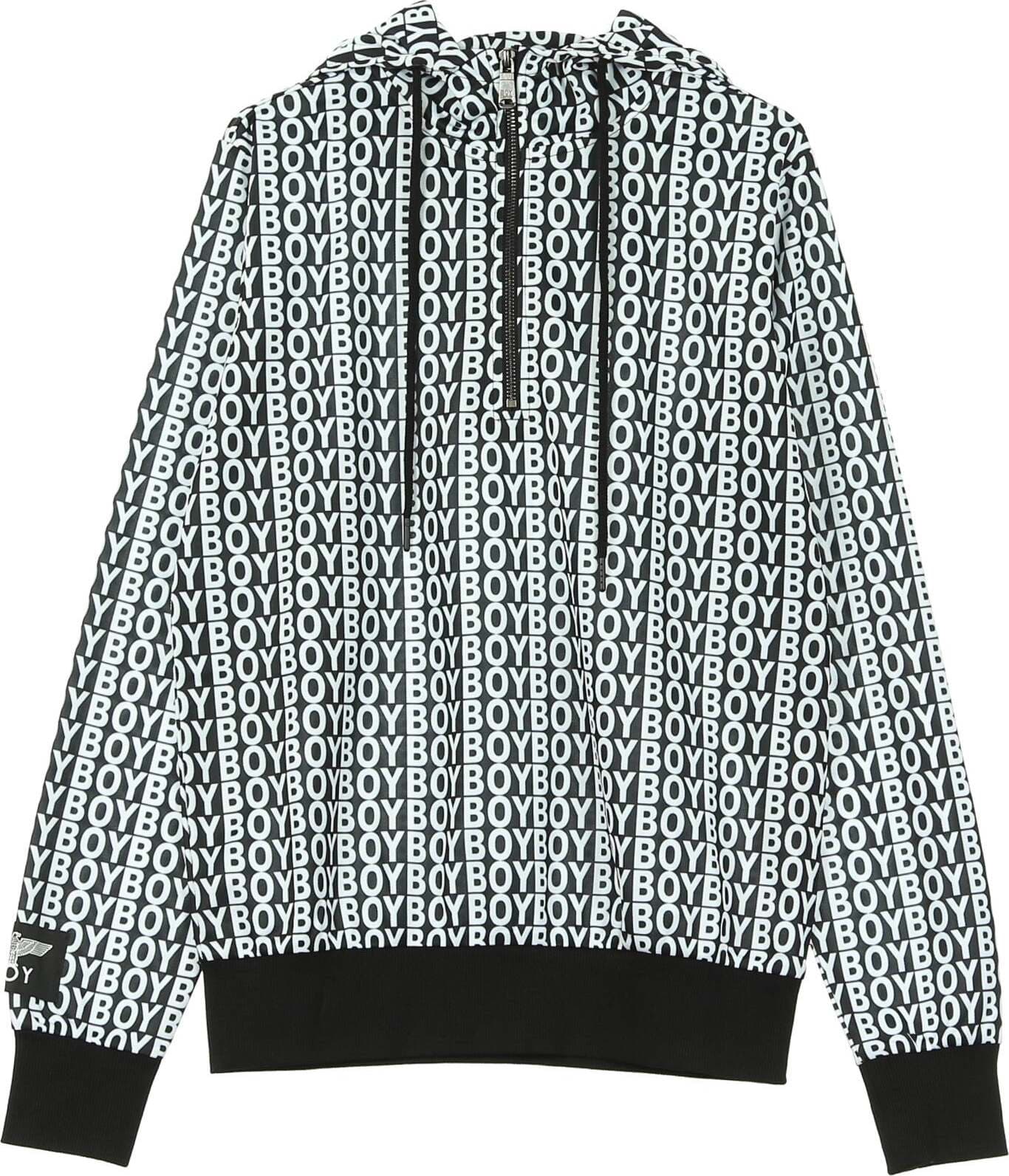 BOY-LONDON-Felpa-Cappuccio-Uomo-Aver-Hood-Black/white-da-uomo