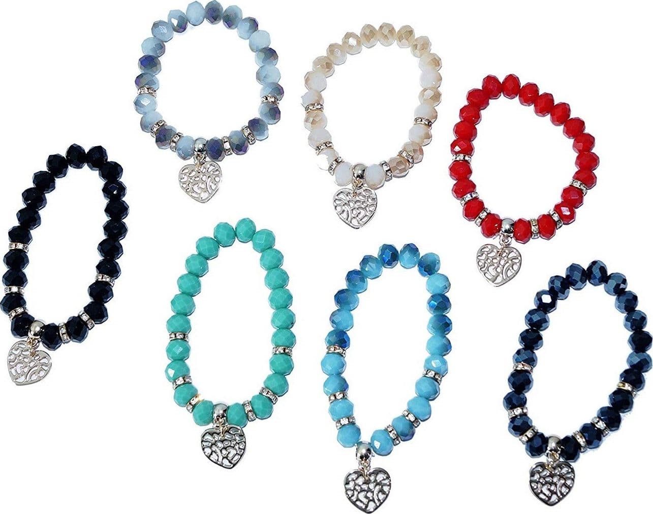 Bracciale Braccialetto Perle Ciondolo Cuore Colorati Elastico Donna Gioielli Moda/Donna/Gioielli/Bracciali Trade Shop italia - Napoli, Commerciovirtuoso.it