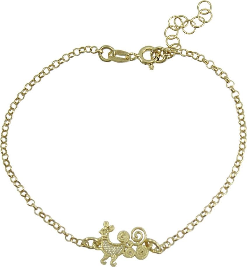 Bracciale donna con pavoncella sarda centrale in argento dorato in Bracciali Gioielleria Saba - Dolianova, commercioVirtuoso.it