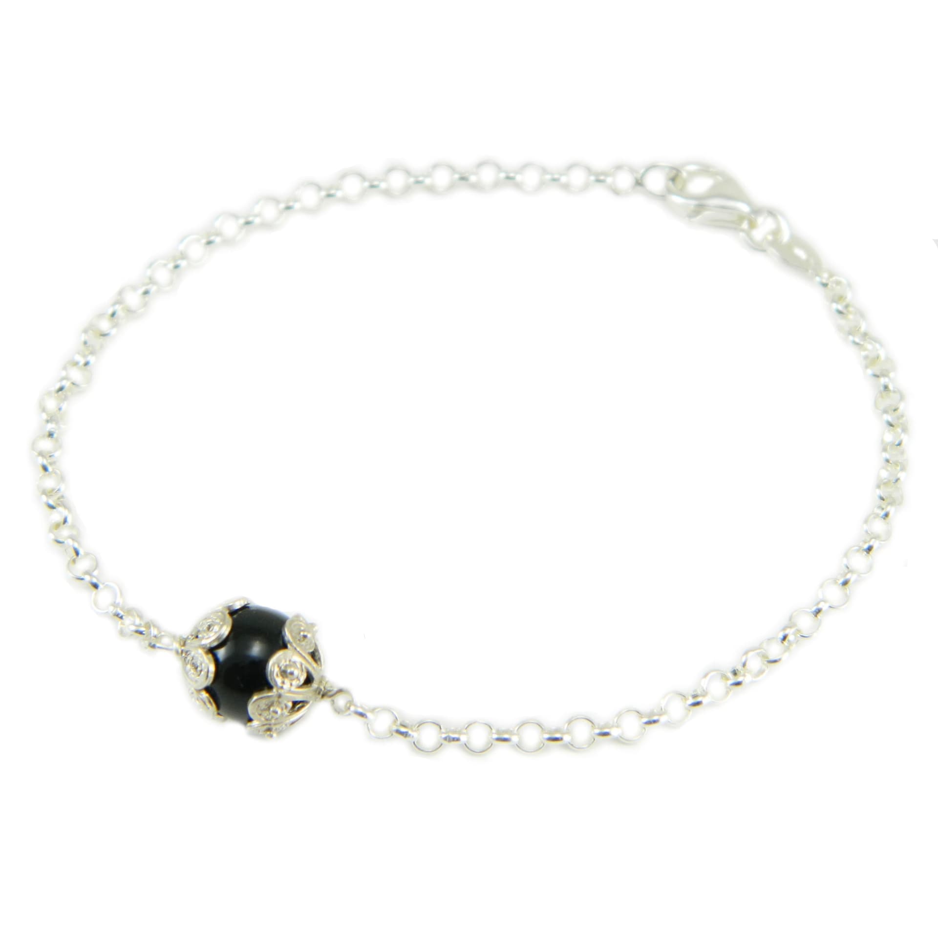 Bracciale artigianato sardo portafortuna Su coccu sfera onice e argento 925 Gioiello Sardegna in Bracciali Gioielleria Saba - Dolianova, commercioVirtuoso.it