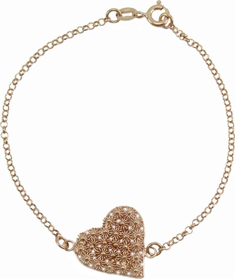 Bracciale donna con centrale cuore in filigrana sarda nido d'ape in argento rosa in Bracciali Gioielleria Saba - Dolianova, commercioVirtuoso.it