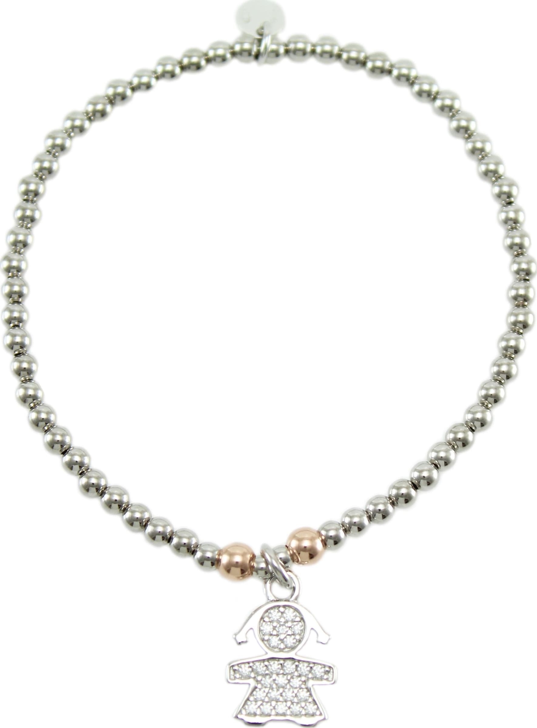 Bracciale Elastico in Argento 925 con Pendente Bimba e Zirconi - I Giampini in Bracciali Gioielleria Saba - Dolianova, commercioVirtuoso.it