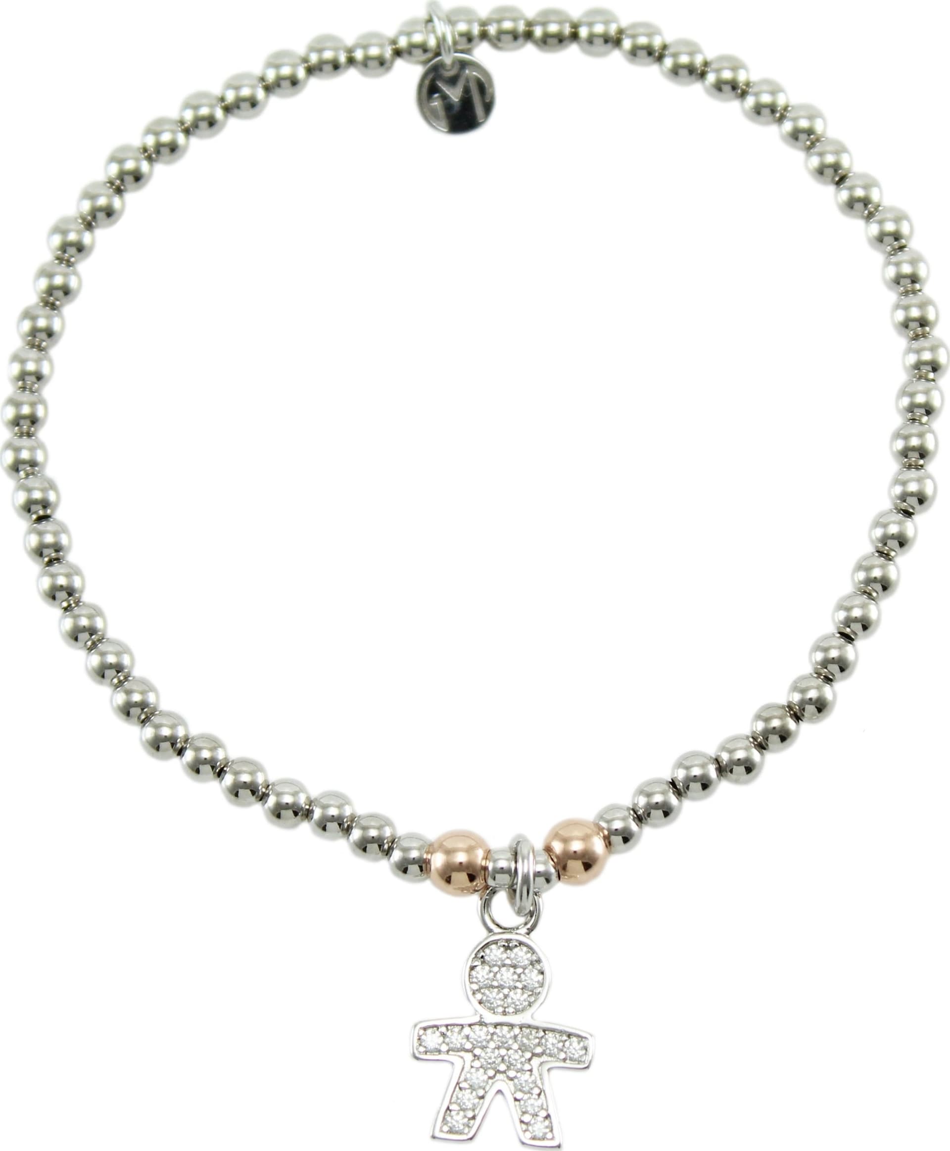 Bracciale Elastico in Argento 925 con Pendente Bimbo e Zirconi - I Giampini in Bracciali Gioielleria Saba - Dolianova, commercioVirtuoso.it