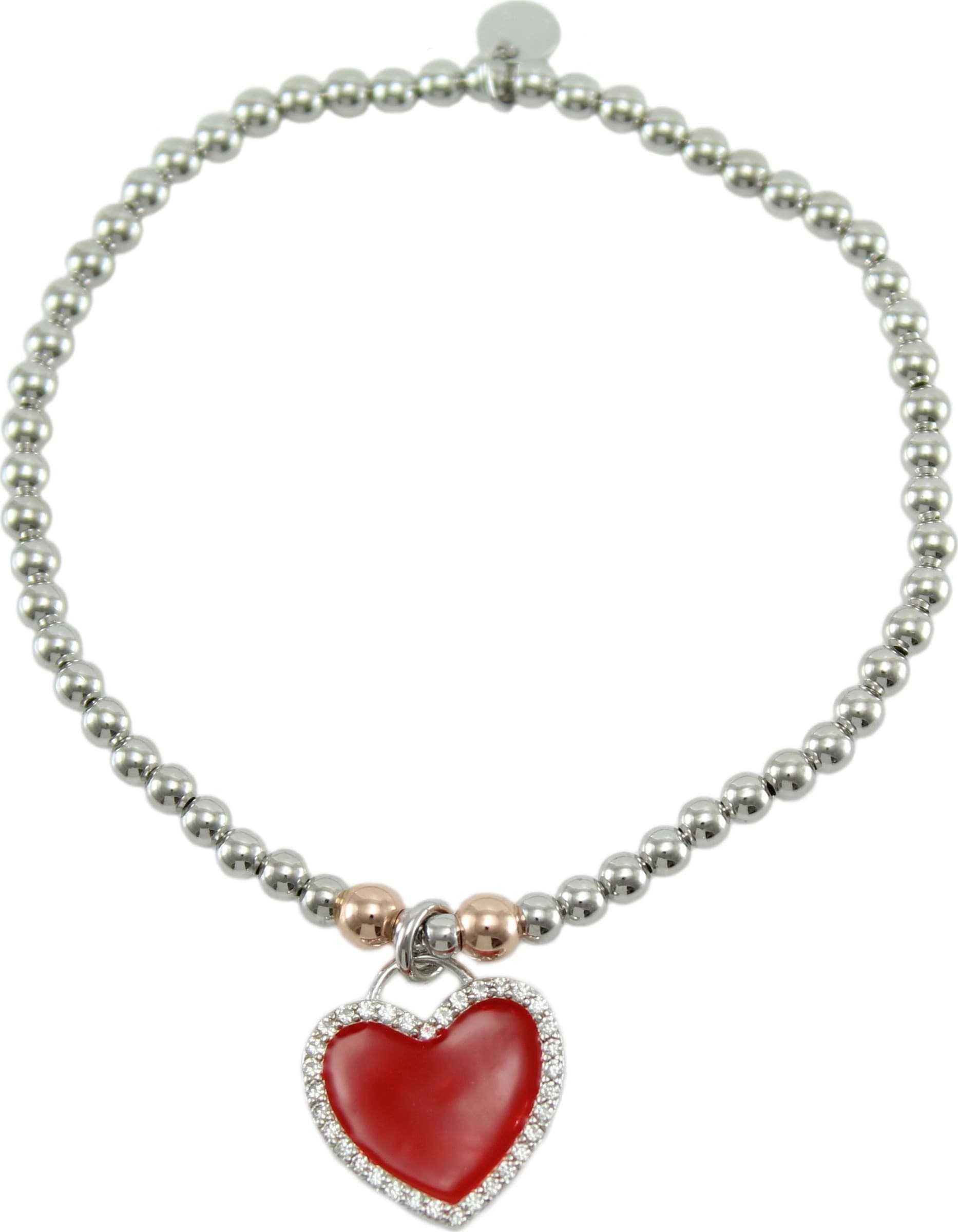 Bracciale Elastico I Giampini in Argento 925 con Pendente Cuore Smaltato Rosso e Zirconi in Bracciali Gioielleria Saba - Dolianova, commercioVirtuoso.it