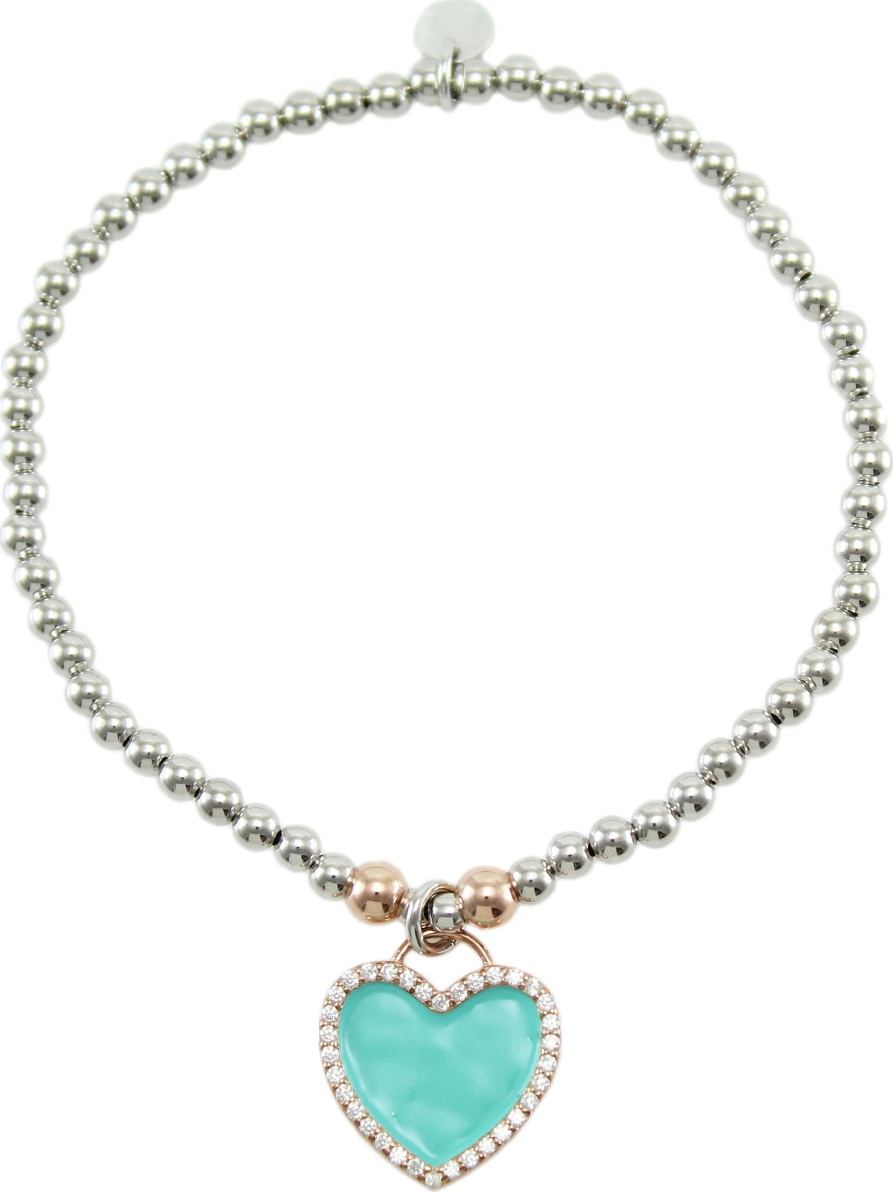 Bracciale Elastico I Giampini in Argento 925 con Pendente Cuore Smaltato Celeste e Zirconi in Bracciali Gioielleria Saba - Dolianova, commercioVirtuoso.it