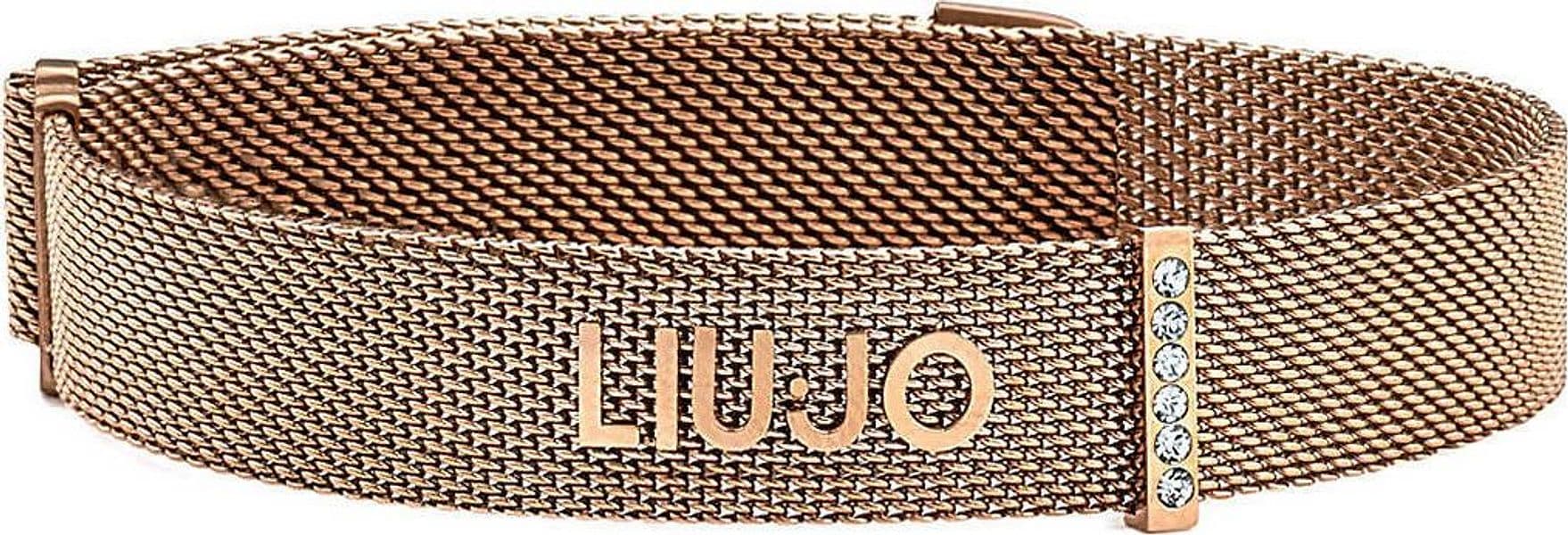 Bracciale donna LIU JO LJ1047 a maglia in Ottone bagnato in Oro roseè con chiusura a calamita e striscia di cubic zirconia in Bracciali E B Gioielli - Siderno, commercioVirtuoso.it