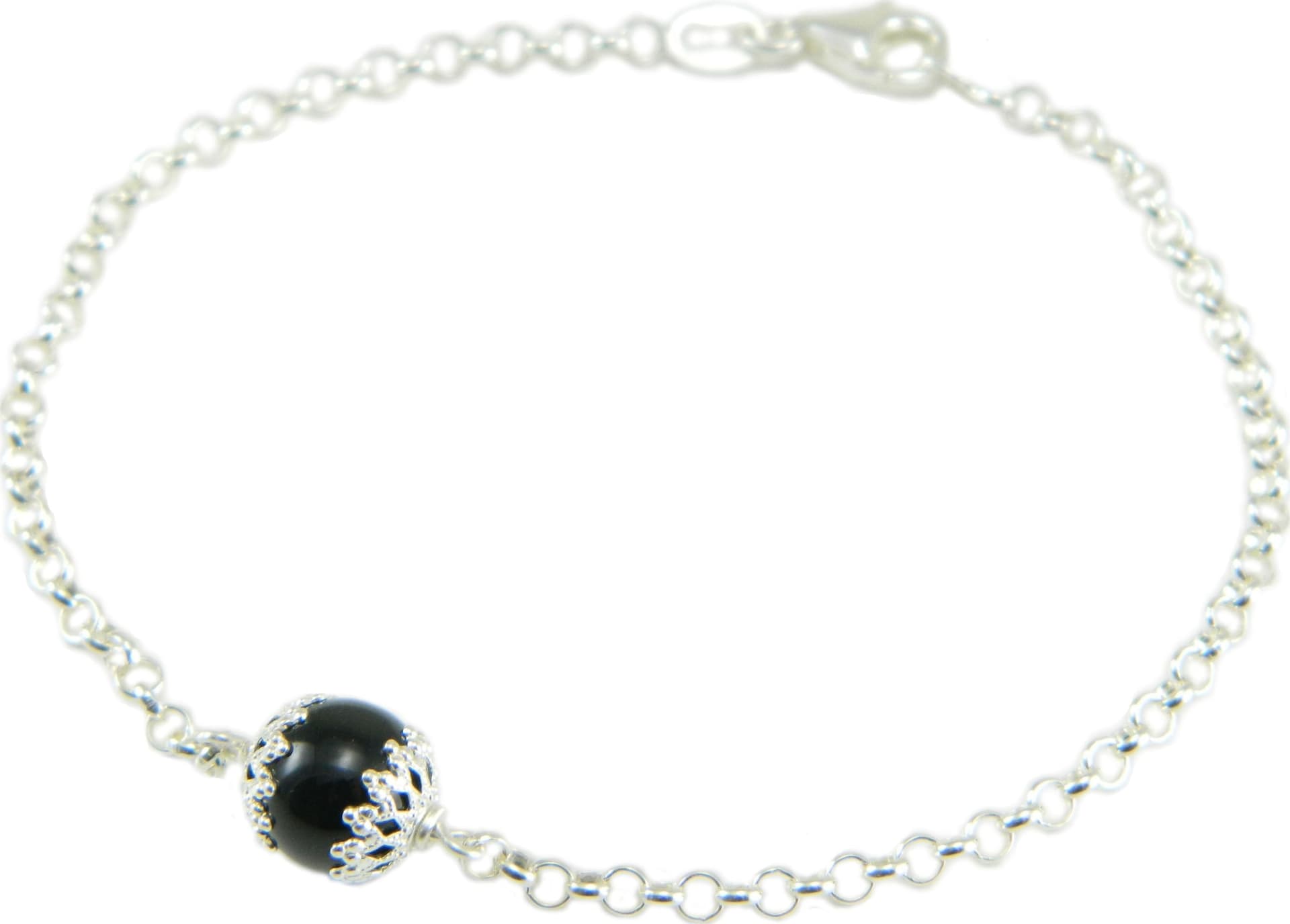 Bracciale portafortuna Su Coccu artigianato sardo sfera onice e argento 925 Gioiello Sardegna in Bracciali Gioielleria Saba - Dolianova, commercioVirtuoso.it