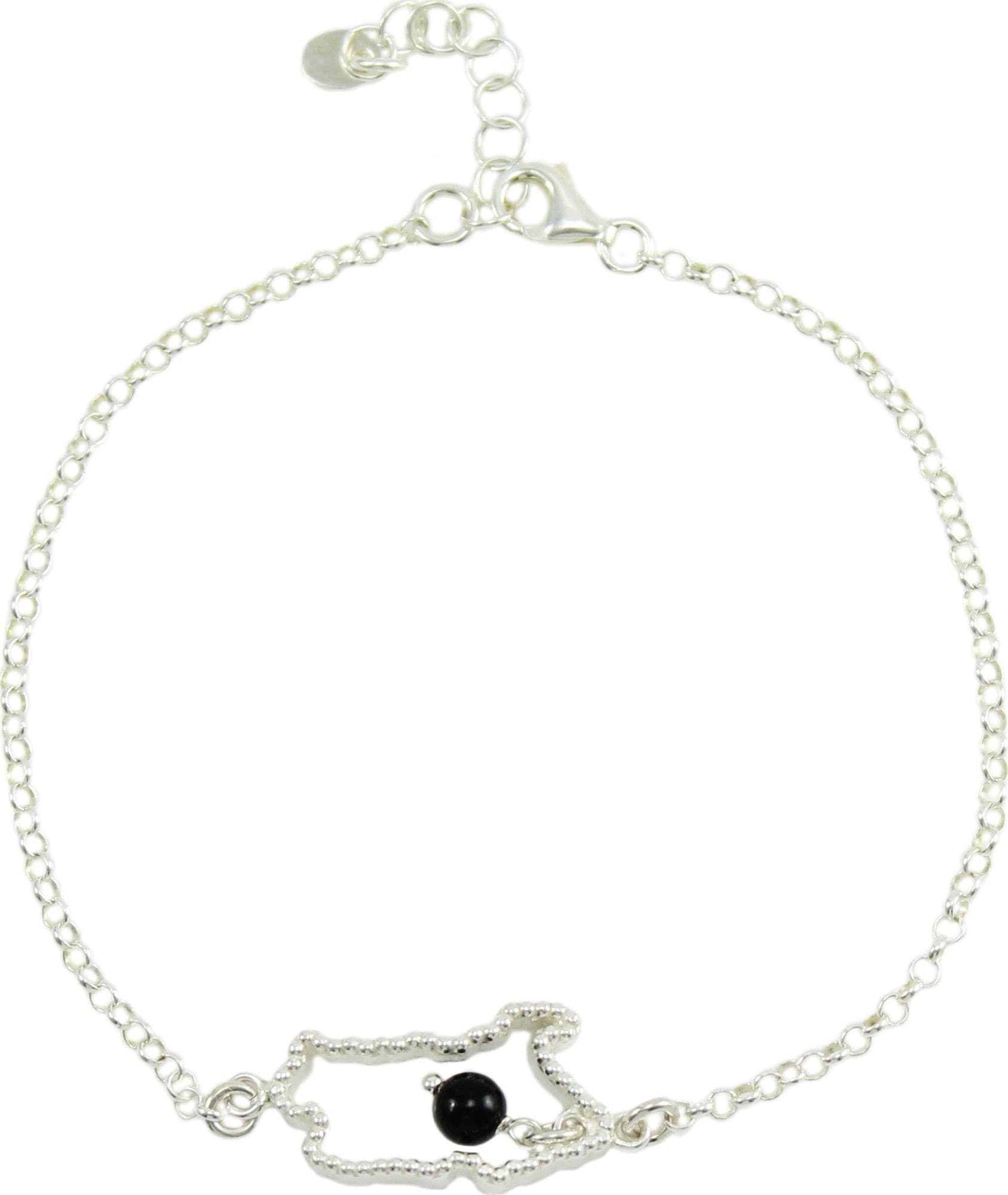 Bracciale donna Sardegna centrale in argento con pietra nera su coccu pendente in Bracciali Gioielleria Saba - Dolianova, commercioVirtuoso.it