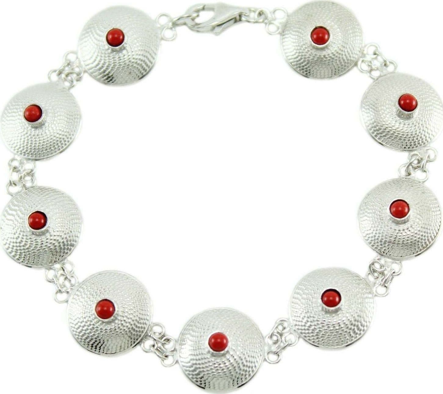 Bracciale sardo corbula argento e centrale corallino GIOIELLO SARDEGNA in Bracciali Gioielleria Saba - Dolianova, commercioVirtuoso.it