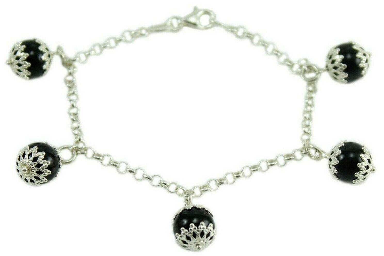 Bracciale con Su Coccu - 5 Pendenti in Filigrana Sarda d'Argento in Bracciali Gioielleria Saba - Dolianova, commercioVirtuoso.it