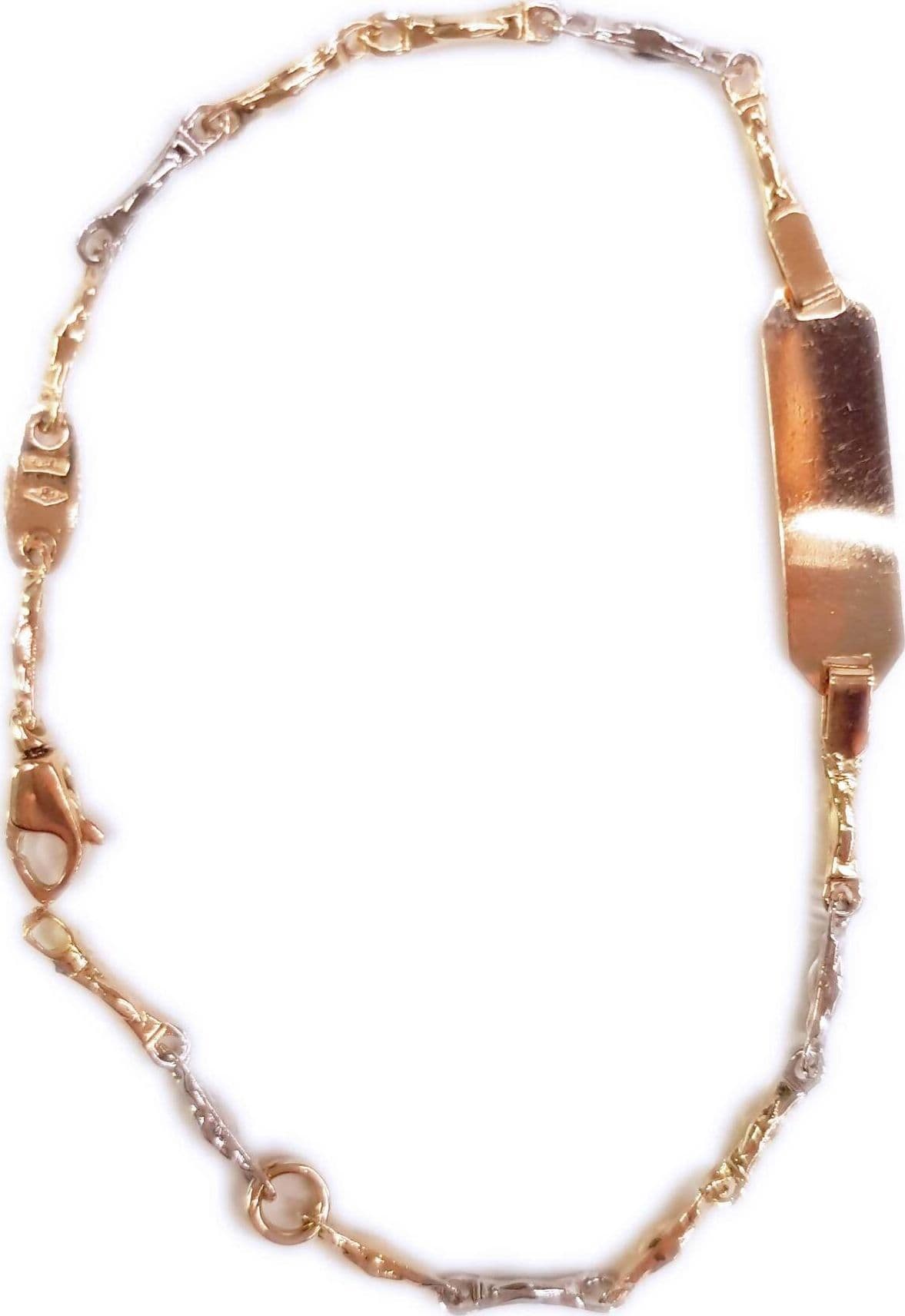 Bracciale neonato-bimbo in Oro Giallo e Bianco 18kt. con Targhetta Personalizzabile cm 16,50 con riduzione in Gioielli E B Gioielli - Siderno, commercioVirtuoso.it