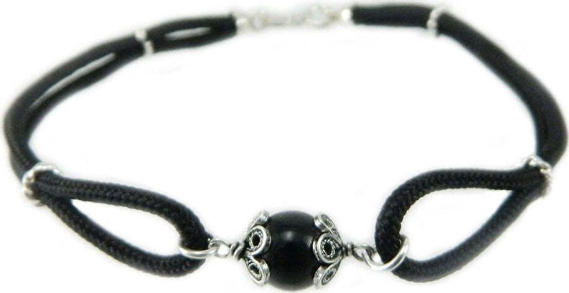 Bracciale Uomo Sardo con Su Coccu in Onice – Sagola Nera e Argento – Portafortuna in Bracciali Gioielleria Saba - Dolianova, commercioVirtuoso.it