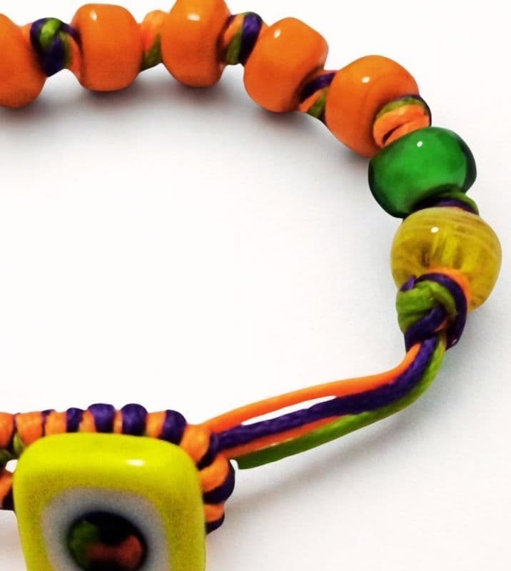 Braccialetto unisex Aua Solar in vetro lavorato a lume, poliestere e argento 925 dettaglio