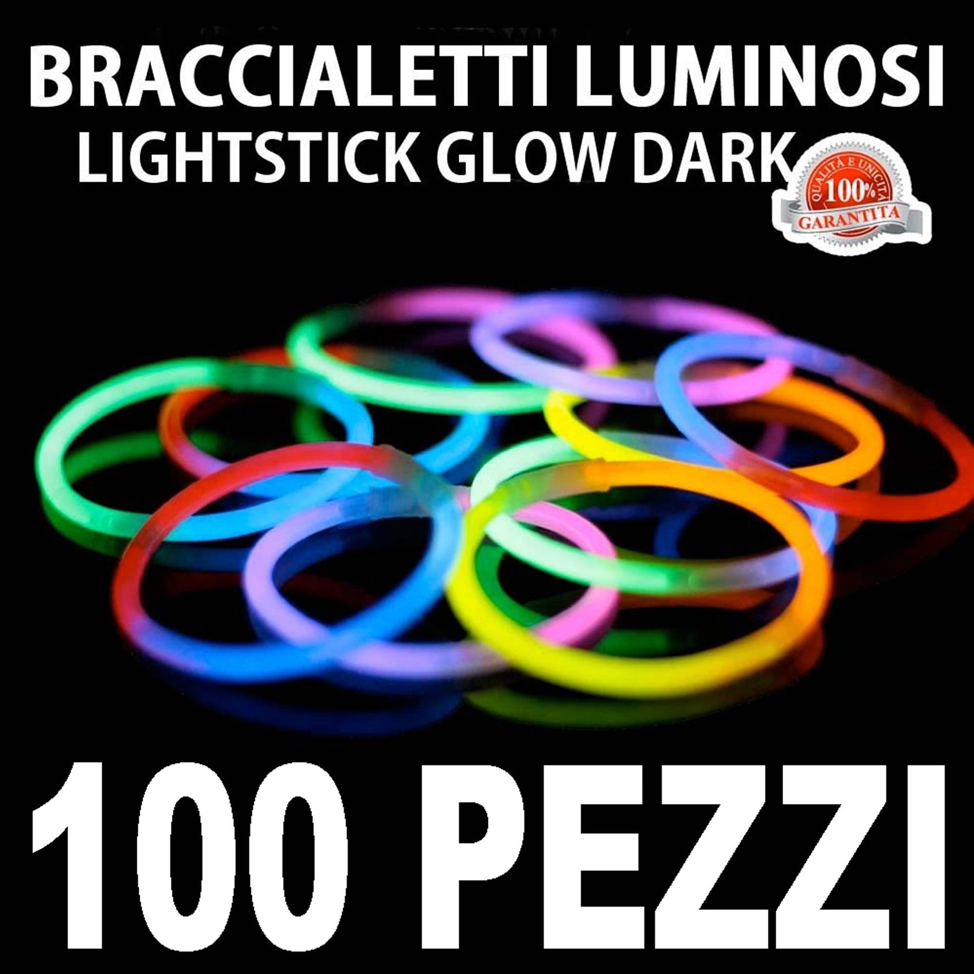 BRACCIALI LUMINOSI 100 PEZZI BRACCIALETTI GLOW DISCO LIGHTSTICKS FLUORESCENTI Giochi e giocattoli/Giochi d'imitazione e accessori di travestimento/Accessori per travestimento/Bigiotteria e set di cosmetici e gioielli/Braccialetti Trade Shop italia - Napoli, Commerciovirtuoso.it