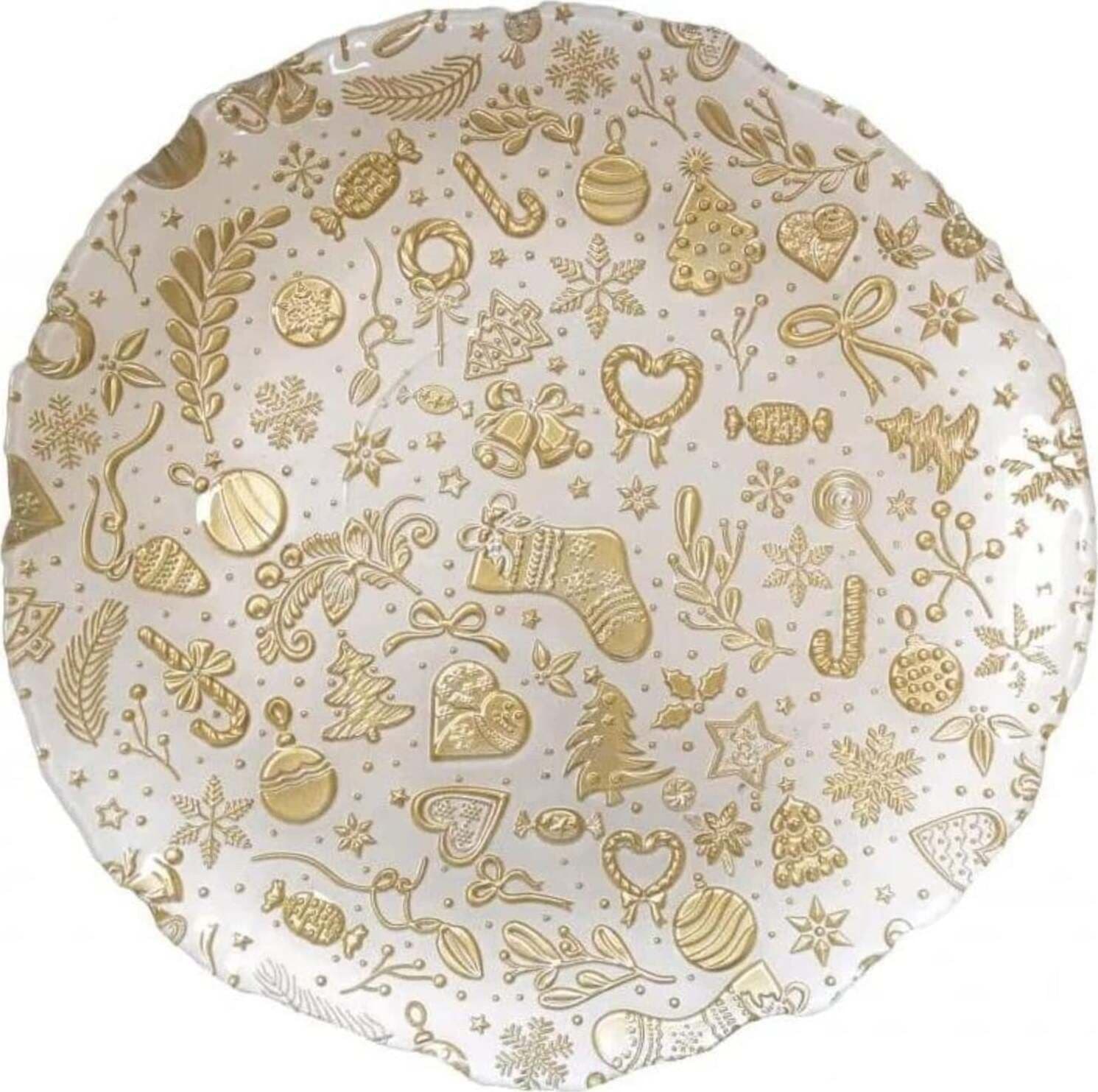 Brandani-83749-Vassoio-Christmas-Bianco-oro-Vetro