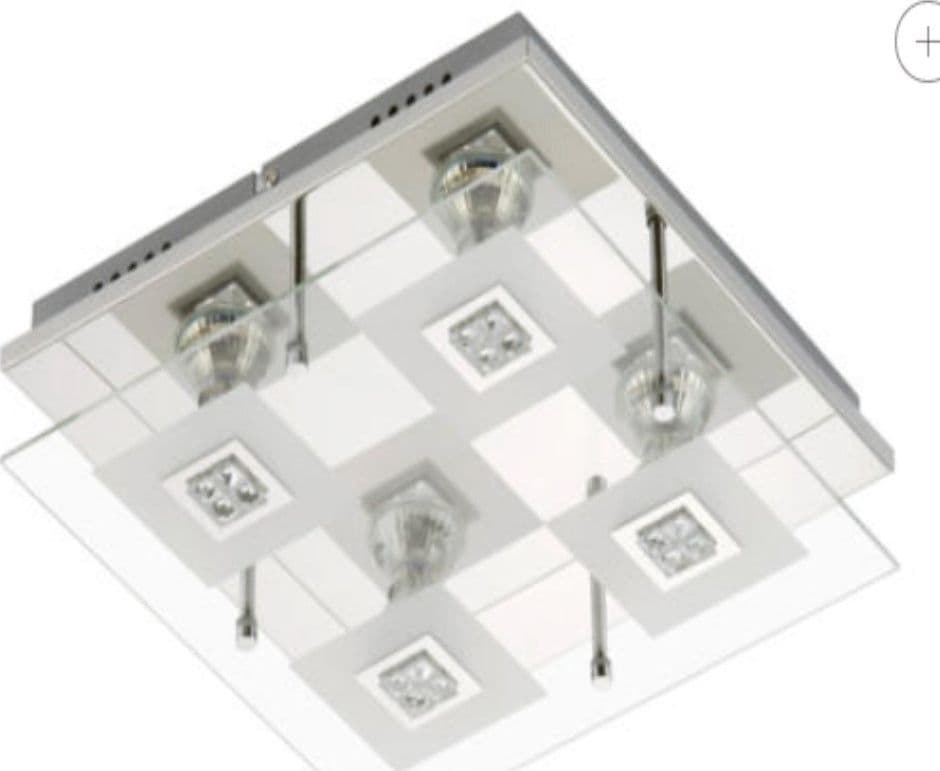 BRILONER---PLAFONIERA-4-LED---3W-250LM-3000K-CROMO/VETRO-SATINATO-TRASPARENTE
