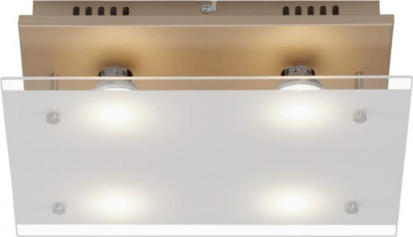 BRILONER---PLAFONIERA-4-LED---4W-400LUMEN--ORO-OPACO/VETRO-SATINATO