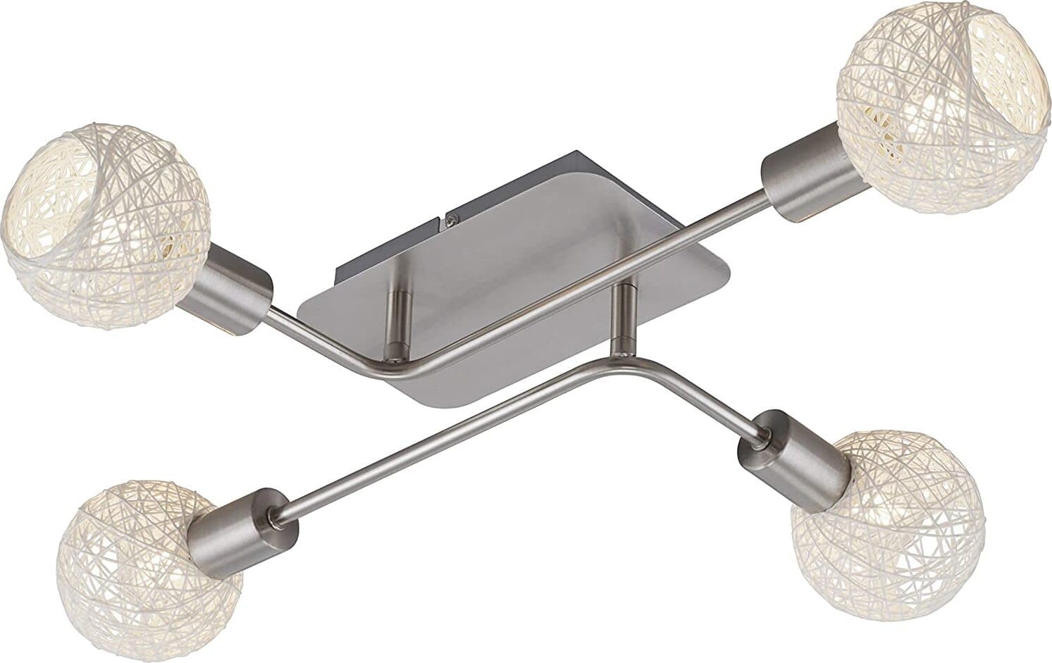 BRILONER---PLAFONIERA-NATURE-BALL-A-4LUCI-5,5W-E14-NICKEL-SATINATO/CARTA-BIANCA