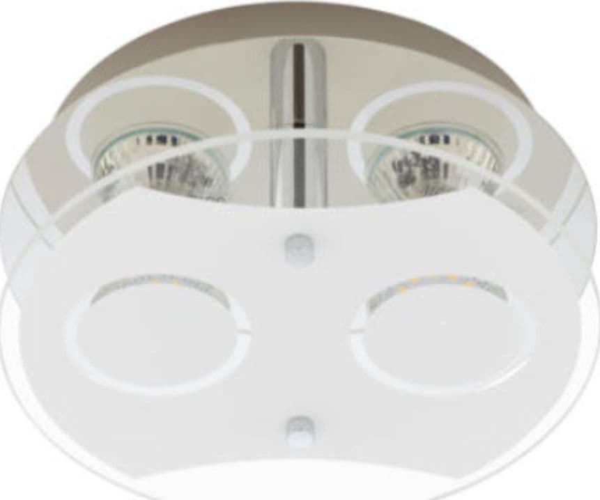 BRILONER---PLAFONIERA-ROTONDA-2-LED-Ø21cm---3W-250LM--CROMO/-VETRO-SATINATO-TRASPARENTE