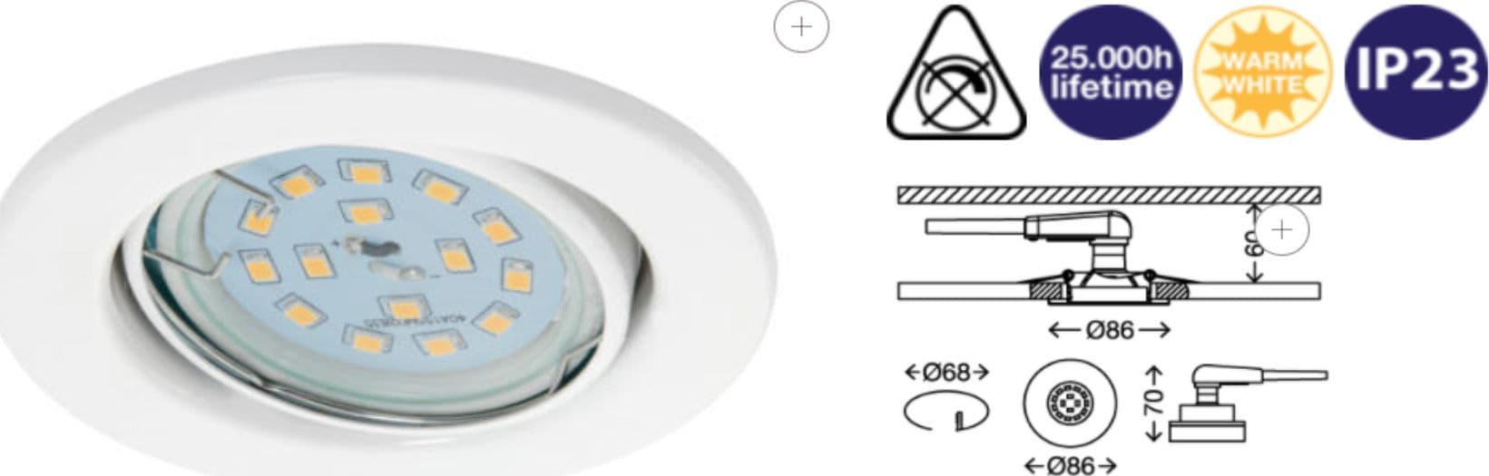 BRILONER--3-FARETTI-LED-DA-INCASSO-ORIENTABILI--Ø8,6CM-5W-400LUMEN-BIANCO