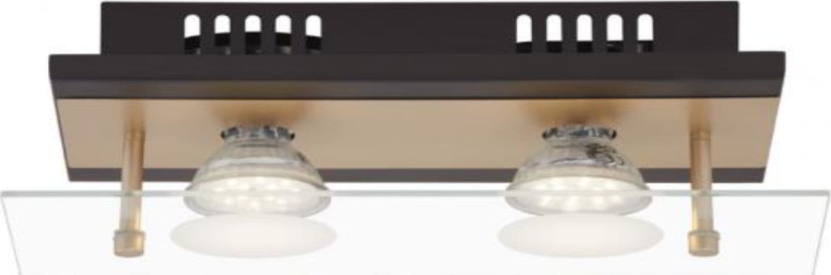 BRILONER--PLAFONIERA-2-LED---4W-400LUMEN---NERO/ORO-OPACO-VETRO-TRASPARENTE