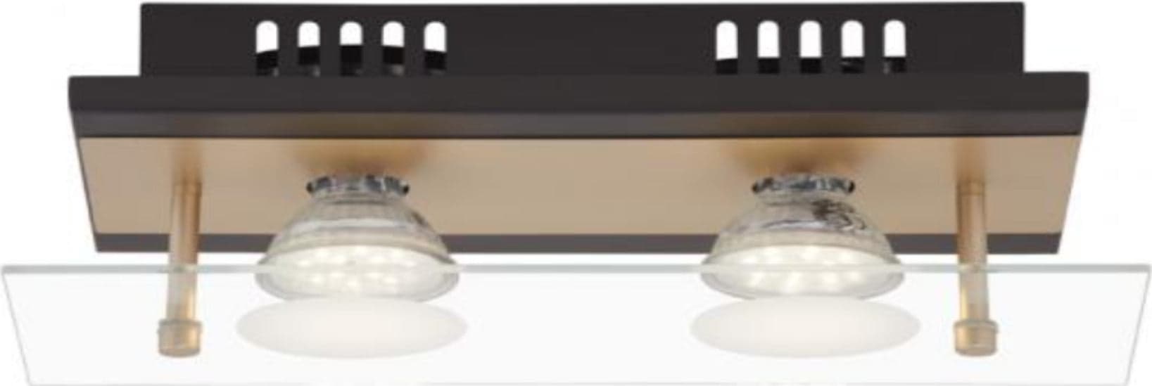 BRILONER--PLAFONIERA-2-LED---4W-400LUMEN---NERO/ORO-OPACO-VETRO-TRASPARENTE