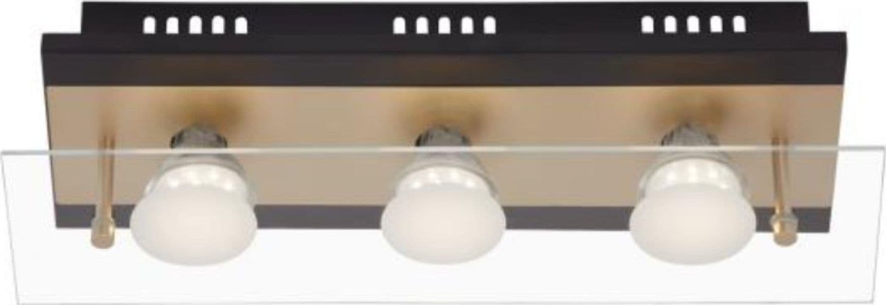 BRILONER--PLAFONIERA-3-LED---4W-400LUMEN---NERO/ORO-OPACO-VETRO-TRASPARENTE